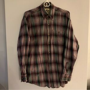 Flannel Shirt Button Down Casual Top Old Mill Size Medium Western Gray Purple